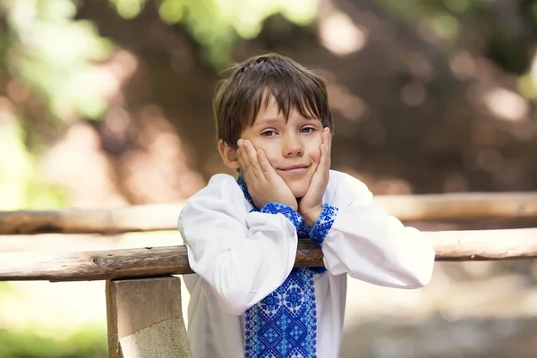 Giovane ragazzo che indossa abiti tradizionali ucraini — Foto Stock