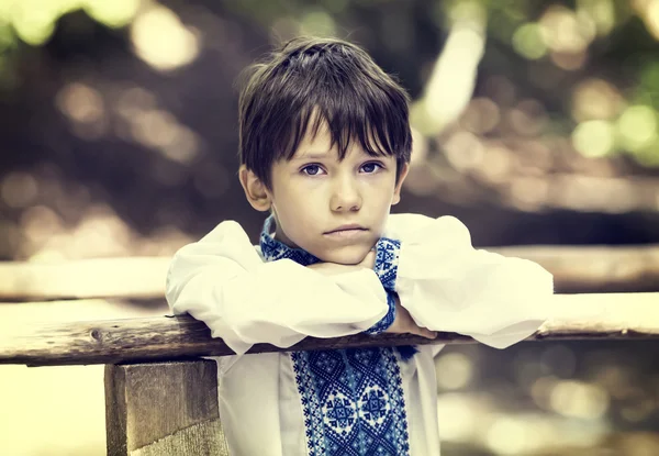 Giovane ragazzo che indossa abiti tradizionali ucraini — Foto Stock