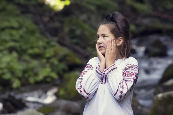 Menina vestindo roupas ucranianas nacionais — Fotografia de Stock