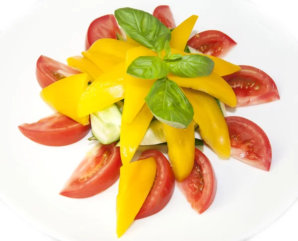 Tomatoes and peppers sliced — Stock Photo, Image