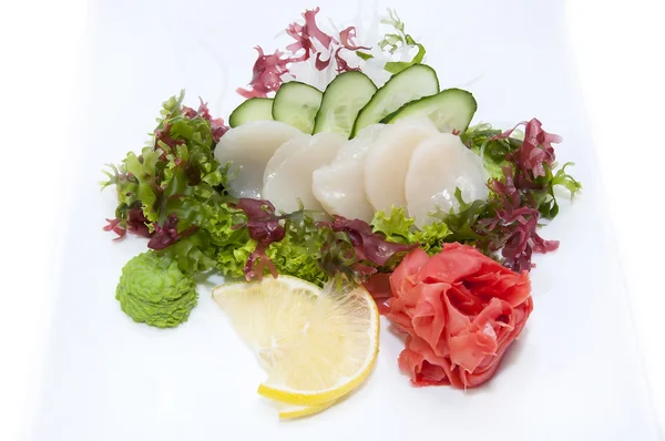 Japanese cuisine sashimi with vegetables and fish — Stock Photo, Image