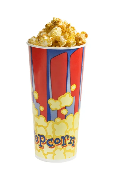 Popcorn i en kartong hink — Stockfoto