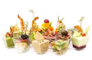 kanepeler peynirli sebze et ve deniz ürünleri