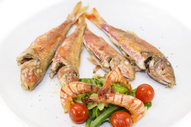 karides salata ızgara balık