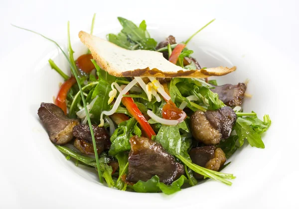 Duck with arugula on plate — Stock Photo, Image