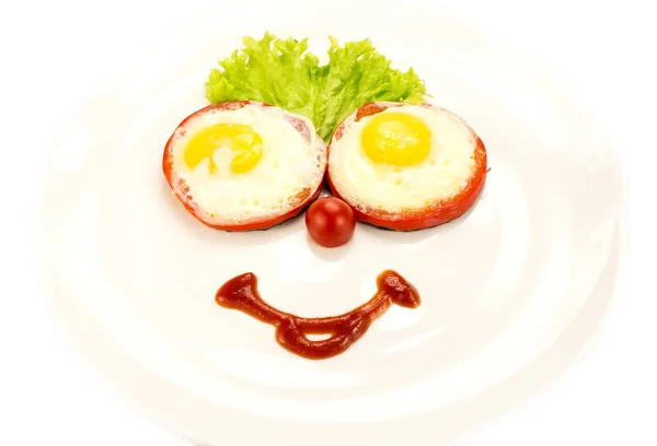 Huevos como cara sonriente — Foto de Stock