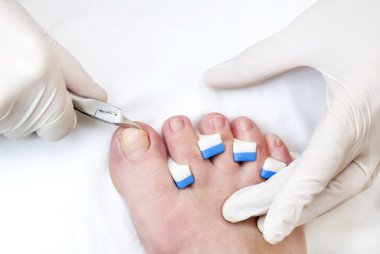 Process of pedicure for woman clipart