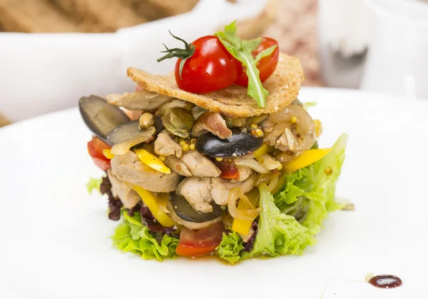 Salat mit Gemüse und Fleisch — Stockfoto