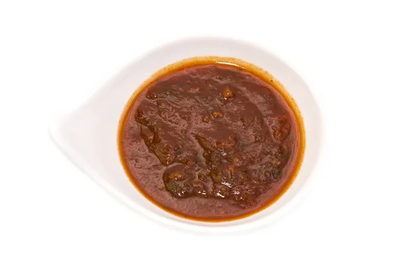 Tasty sauce in white bowl — Stock Photo, Image