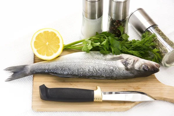 Roher Fisch mit Gemüse — Stockfoto