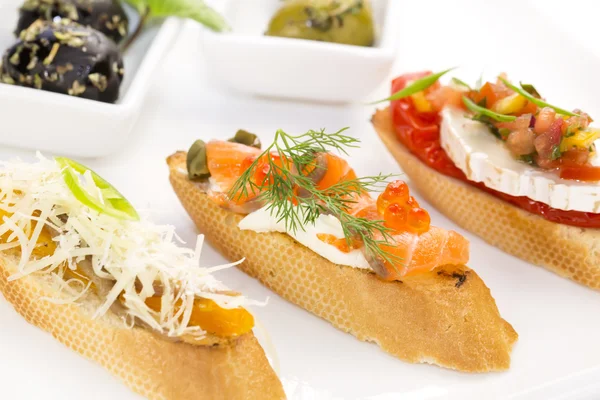 Spanish sandwiches with seafood — Stock Photo, Image