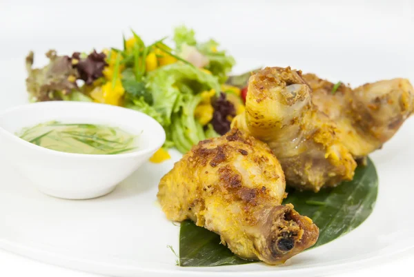 Chicken in curry with salad — Stock Photo, Image