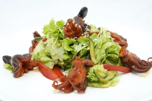 Salat aus Oktopus und Salat — Stockfoto