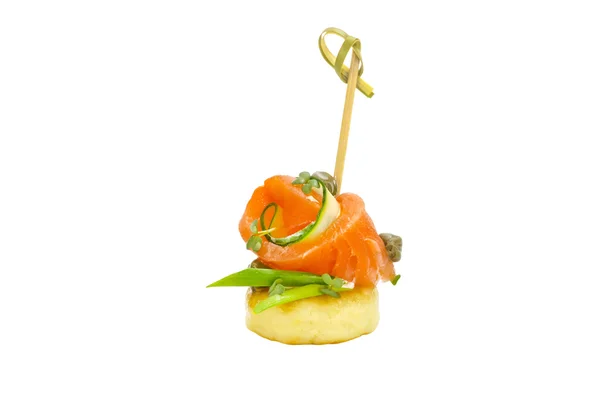 Canape with salmon and greens — Stock Photo, Image