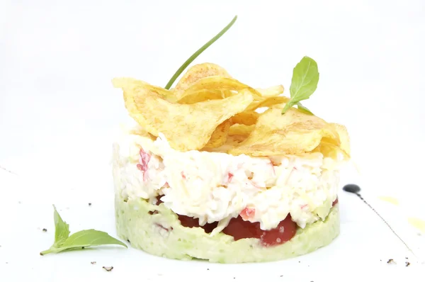 Salade met krab en chips — Stockfoto