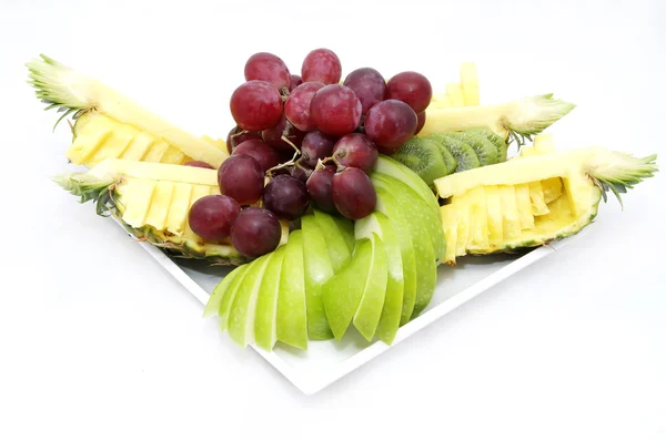 Plate of ripe juicy fruits — Stock Photo, Image