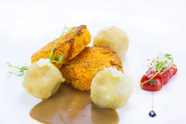 Carrot meatballs on white plate — Stock Photo, Image