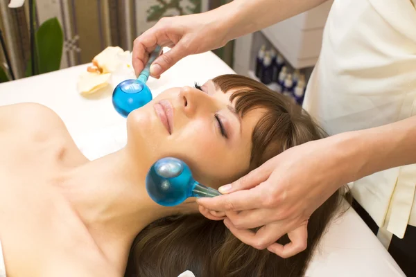 Woman on face massage procedure — Stock Photo, Image