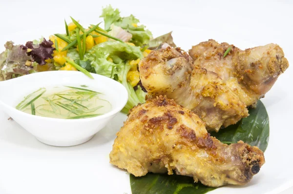 Chicken in curry with salad — Stock Photo, Image