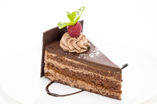 Pedaço de bolo de chocolate creme — Fotografia de Stock