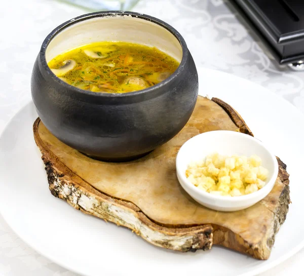 Soup with beans and mushrooms — Stock Photo, Image