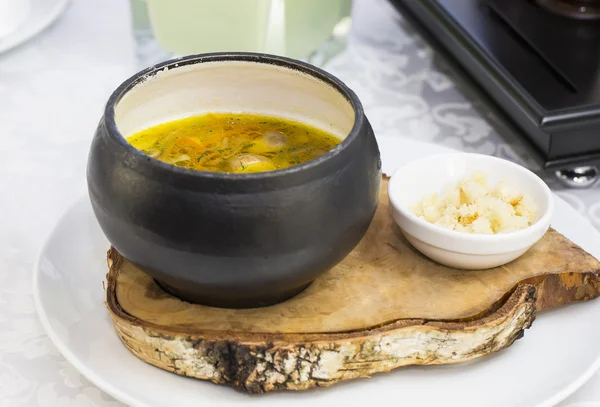 Soupe aux haricots et champignons — Photo