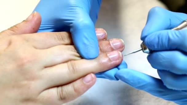 Proces van elektrische manicure — Stockvideo