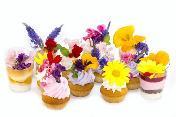 Canapes with edible flowers — Stock Photo, Image