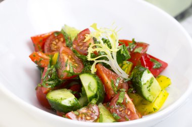 Ayçiçek yağı ile sebze salatası