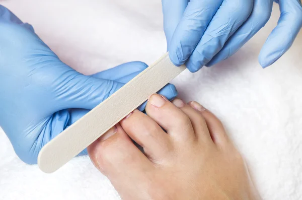 Processo de pedicure no salão de beleza — Fotografia de Stock