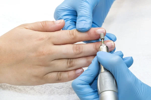 Process of electric manicure — Stock Photo, Image