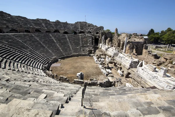 Oude amfitheater in Side, Turkije — Stockfoto