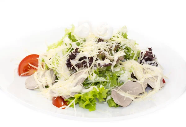 Salad with cheese, meat and vegetables — Stock Photo, Image