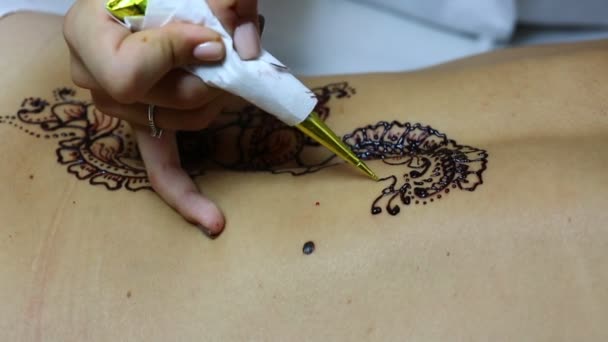 Processo de desenho mehendi — Vídeo de Stock