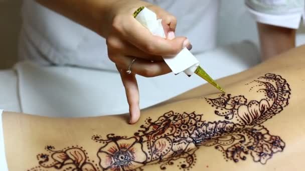 Processo di disegno mehendi — Video Stock