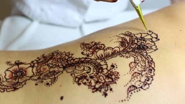 Mehendi ritning process — Stockvideo