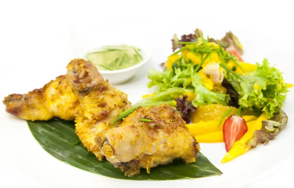 Chicken in curry with salad — Stock Photo, Image