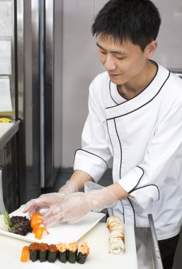 Japon Şef yemek hazırlama