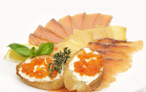 Geschnittene Kaviar-Sandwiches — Stockfoto