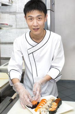 Japon Şef yemek hazırlama 