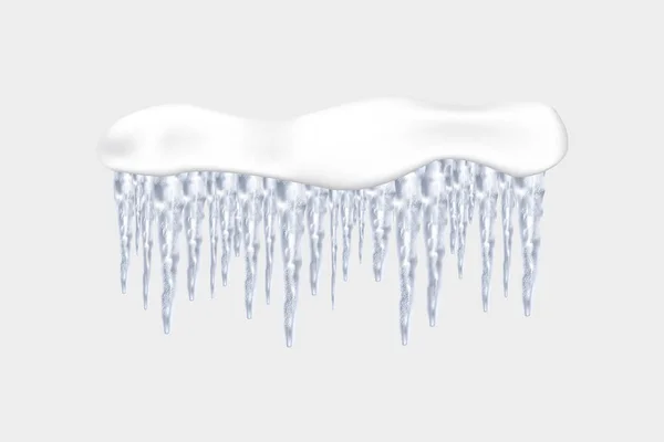 Kış Arka Planında Karlı Elementler Buz Saçakları Başlıklar Kış Mevsimi — Stok Vektör