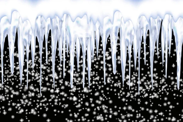 一套冬季背景的雪地冰柱和冰帽 冬季季节性装饰 飘飘欲仙的白雪 现实风格的矢量模板 — 图库矢量图片