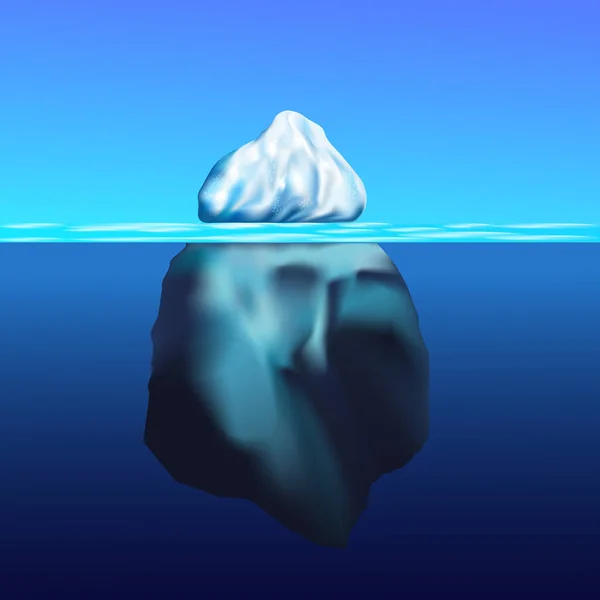 Iceberg Floating Winter Paesaggio Artico Con Acqua Pura Blu Colline — Vettoriale Stock