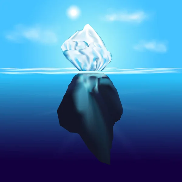 Iceberg Floating Winter Paisagem Ártica Com Água Pura Azul Colinas — Vetor de Stock