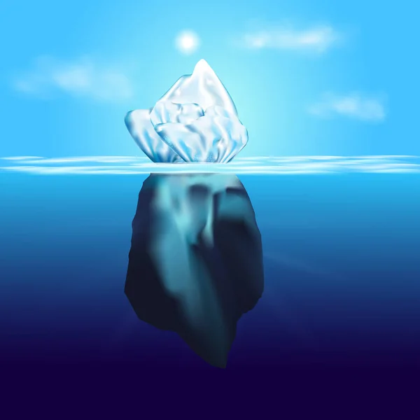 Iceberg Flyter Vinterarktiskt Landskap Med Blått Rent Vatten Och Snökullar — Stock vektor