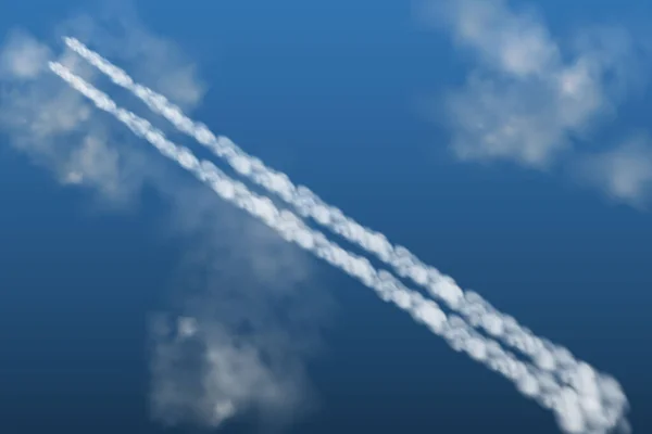 Efeito fumegante após o avião de voo ou a aeronave. Conjunto isolado do vetor realista. — Vetor de Stock