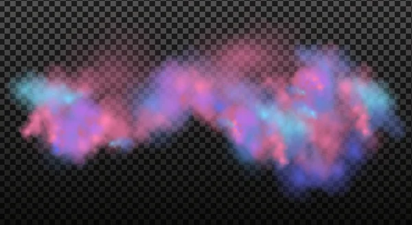 Kleurrijke mist, inkt wervelende rook geïsoleerd, transparant speciaal effect. Heldere vector troebelheid, mist of smog achtergrond. — Stockvector