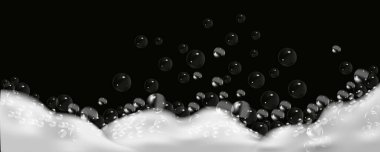 Köpüklü şampuan ve banyo köpüğü vektör çizimi.