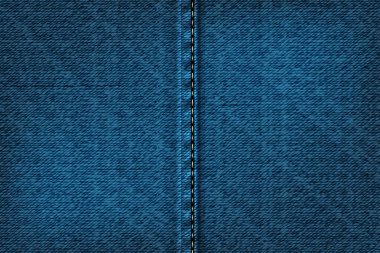 Denim rectangular background with seam.Vector illustration of blue texture.