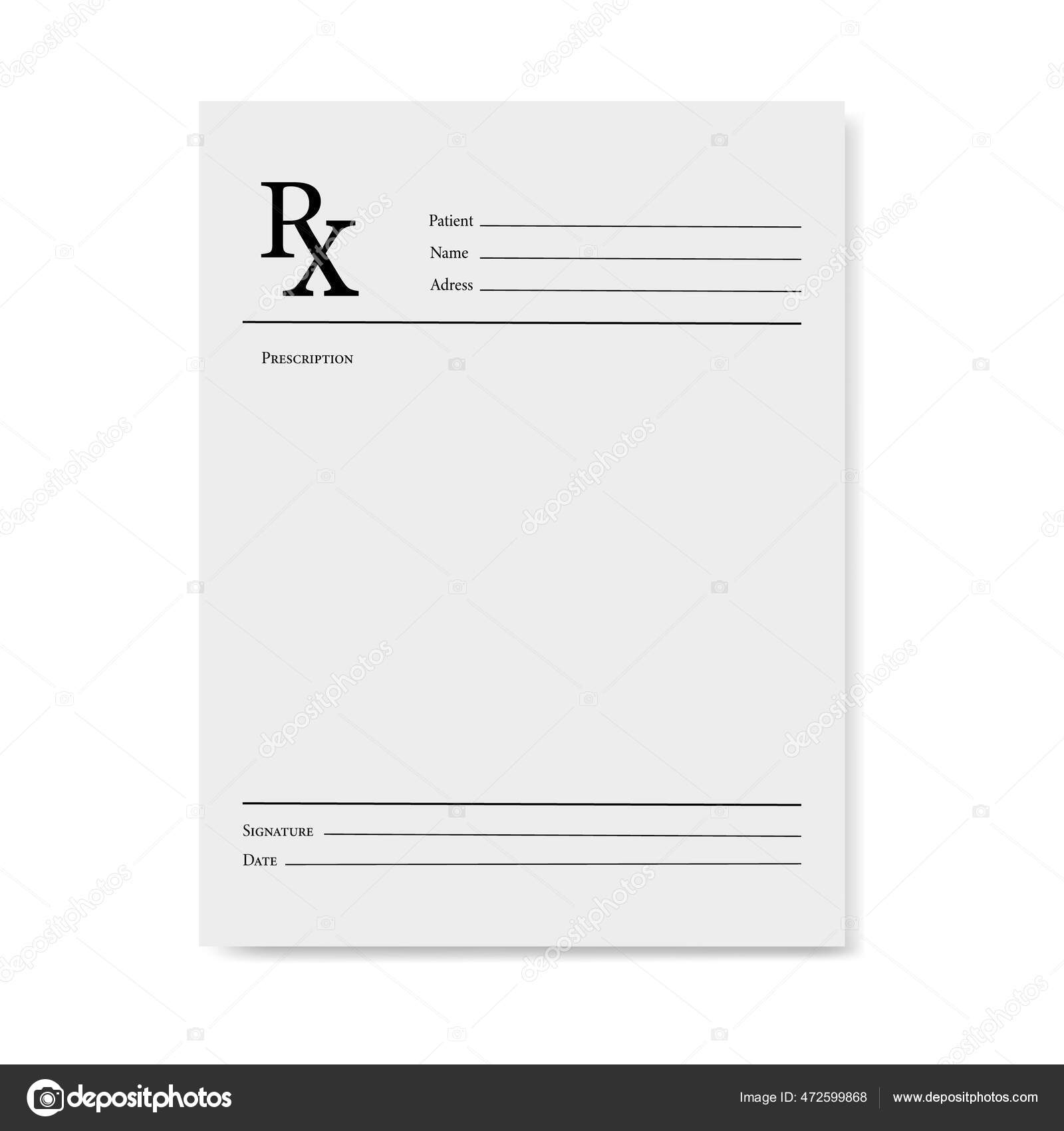 Vektorgrafiken Rx pad Vektorbilder Rx pad  Depositphotos Inside Blank Prescription Pad Template